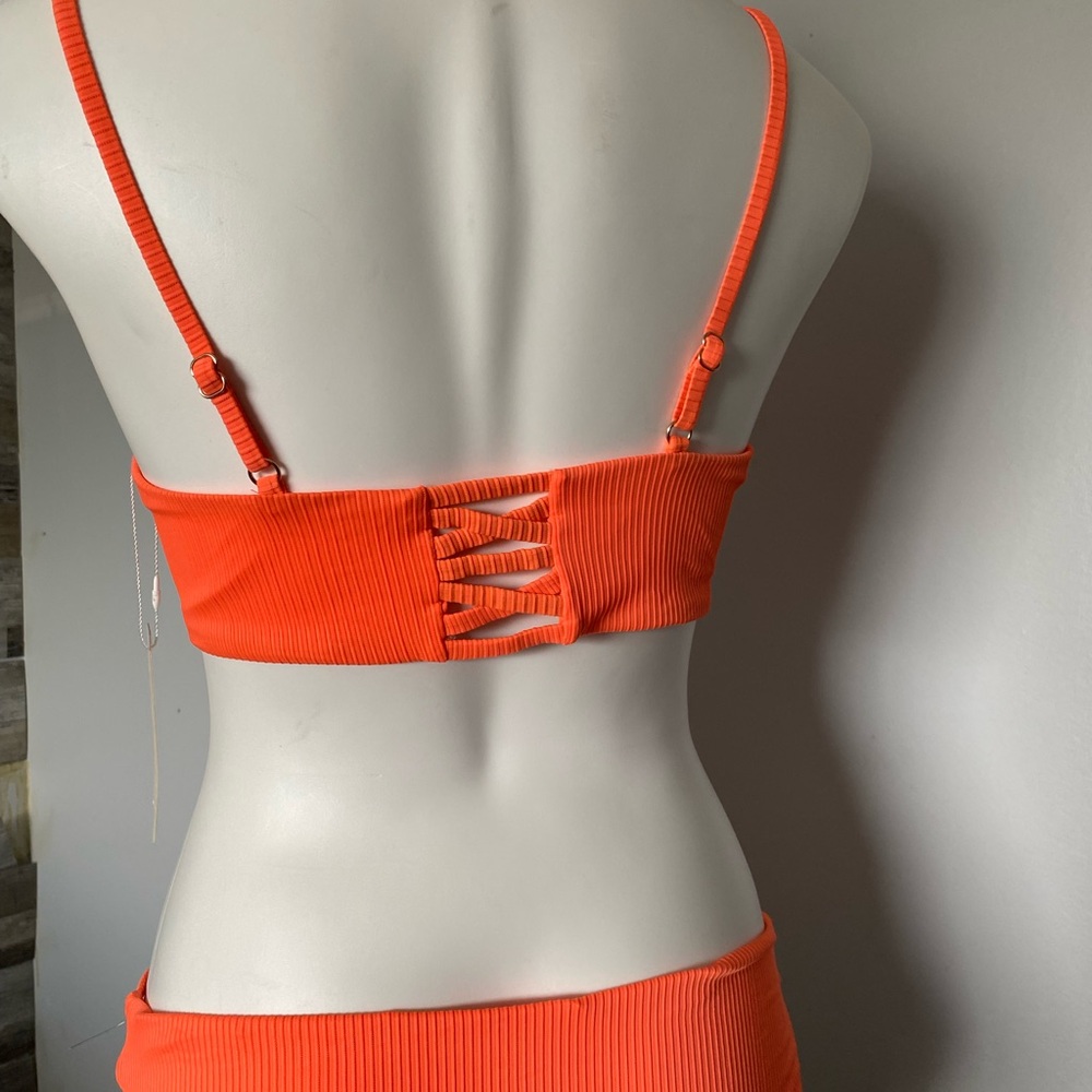 TiniBikini Orange Ribbed Two-Piece Swim Set - Picture 4 of 7